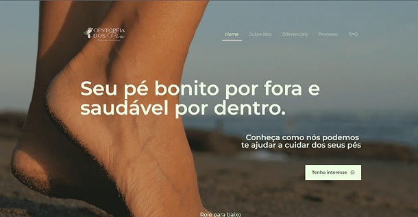 Centopeia dos Pés. Landing page para captação de pacientes para clínica de podologia.